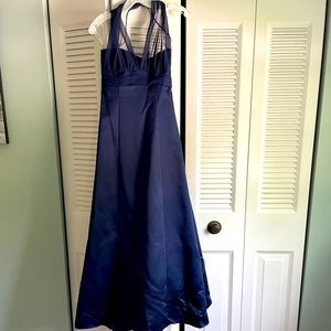 Satin Empire Ballgown with Illusion Halter